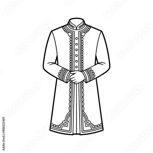 A sherwani vector style coloring page 