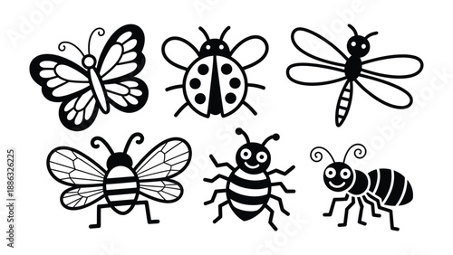 Insect Symphony: A delightful collection of charming insect illustrations, each unique in form and character, coming together in a harmonious display of biodiversity.