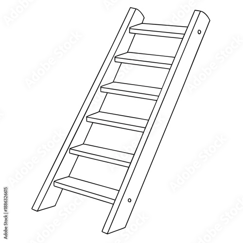 Simple ladder outline with evenly spaced steps, clean line art vector.