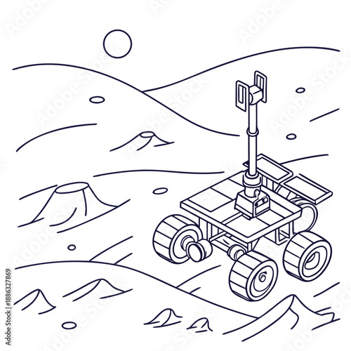 Space Rover Minimal Outline with Small Wheels Planetary Icon