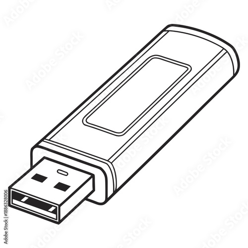 Simple Outline of a USB Flash Drive Data Icon