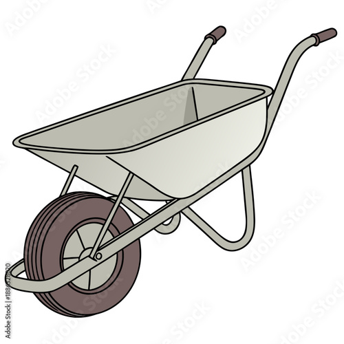 Side View Outline of a Wheelbarrow with Thin Wheel