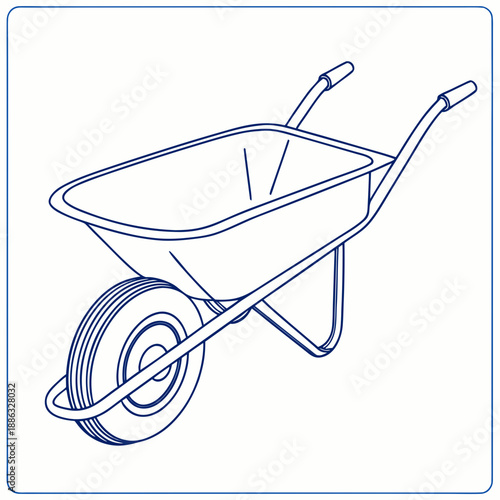Simple Outline of a Wheelbarrow with Circle Wheel