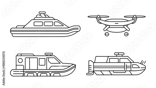 Modern Transport: Minimalist illustrations of cutting-edge transport, a harmonious collection that inspires a sense of futurism and efficiency.