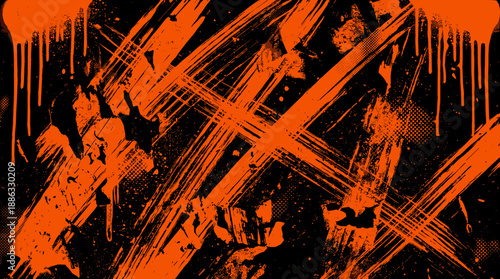 Abstract orange brush strokes vector background