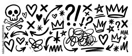 Set of 30 hand-drawn doodle icons vector