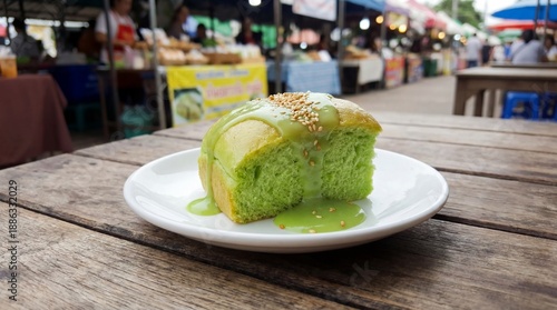 Pandan custard bread thai dessert sweet