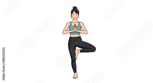 Woman practicing yoga in tree pose demonstrating balance and mindful wellness