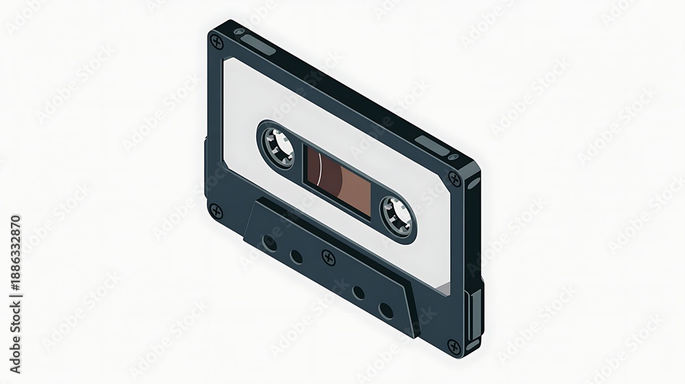 Fototapeta premium 3D Illustration of a Retro Cassette Tape with Classic Design