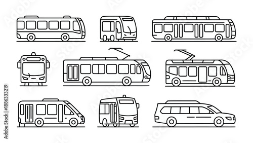 Transportation Illustration: A collection of various public transportation vehicles, rendered in a clean, illustrative style, providing a comprehensive overview of urban mobility.