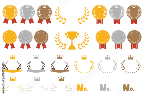 可愛いランキングやトロフィーのイラスト素材セット