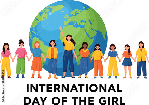 International day of the girl celebration with diverse group of women around the globe united together