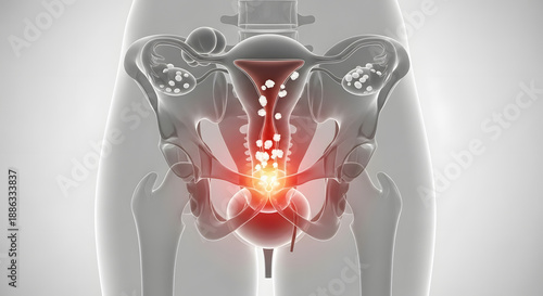 Pelvic floor anatomy and health illustration