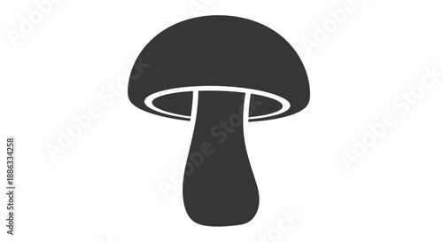 Simple black and white illustration of a single mushroom shape
