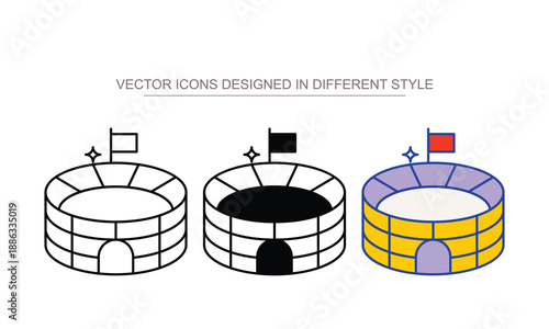 Stadium icons on the white background
