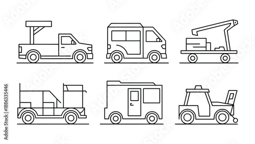 Diverse Vehicles Illustration: A collection of various vehicles, rendered in a clean, minimalist style, showcasing a range of automotive designs.