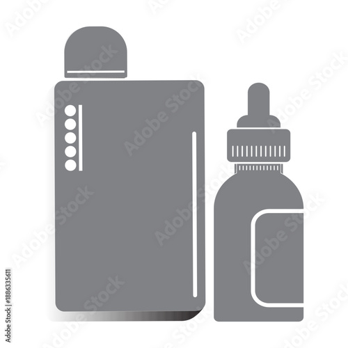 electronic cigarette (vape) icon and a bottle of vape liquid (e-liquid)