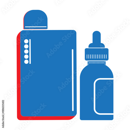 electronic cigarette (vape) icon and a bottle of vape liquid (e-liquid)