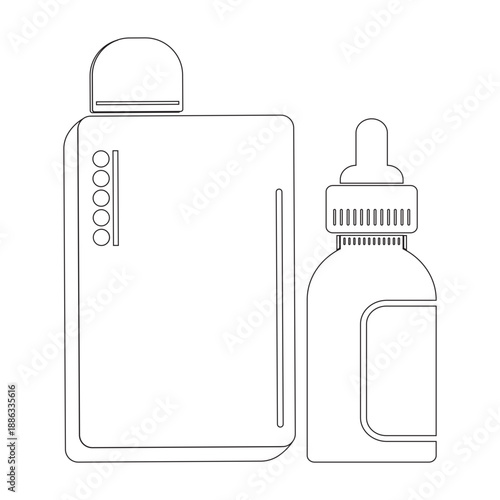 electronic cigarette (vape) icon and a bottle of vape liquid (e-liquid)