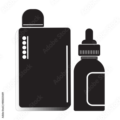 electronic cigarette (vape) icon and a bottle of vape liquid (e-liquid)