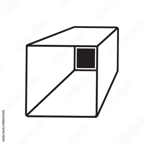 illustration of a slanted square box with a hole