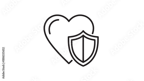 a heart shaped icon with a shield inside on white background high quality professional detailed modern