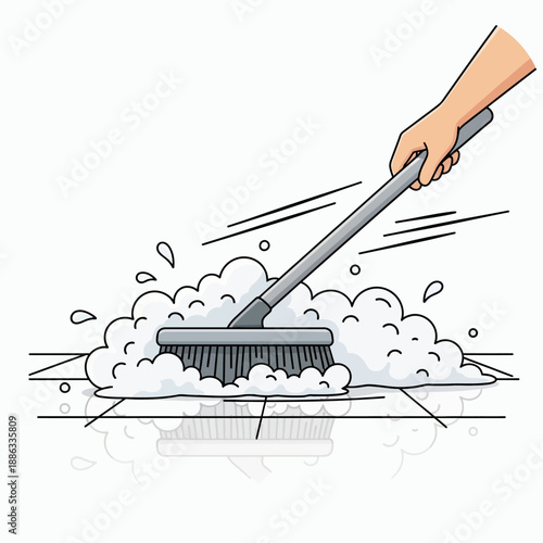 vector brush and hand clean clean floor