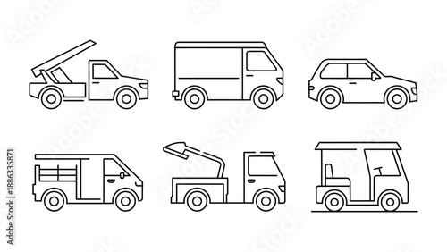 Variety of Vehicle Illustrations: An array of detailed vehicle illustrations, from a tow truck to a van, offering a comprehensive glimpse into automotive design and functionality.