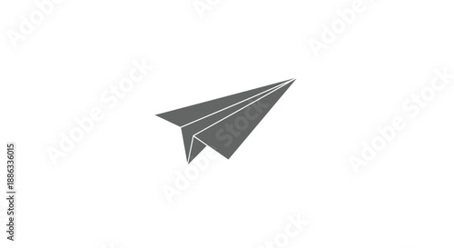 A simple black and white illustration of a classic paper airplane design