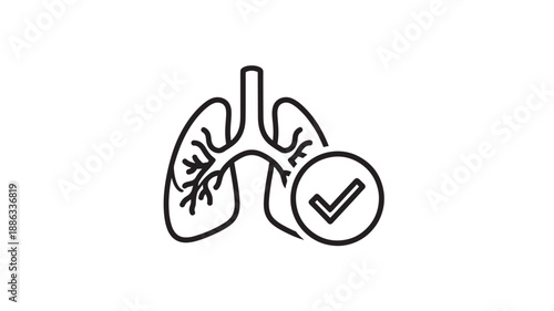 healthy lungs with checkmark indicating proper respiratory function and wellness high quality professional detailed modern elegant