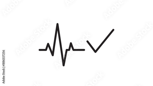 ecg heartbeat with checkmark symbol on white background high quality professional detailed modern elegant stylish clean