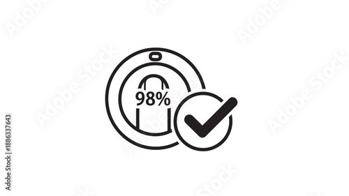 Battery level indicator with high charge and verification checkmark symbol high quality professional detailed modern elegant