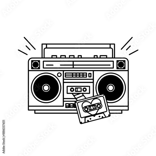 Retro boombox with cassette tapes Vector