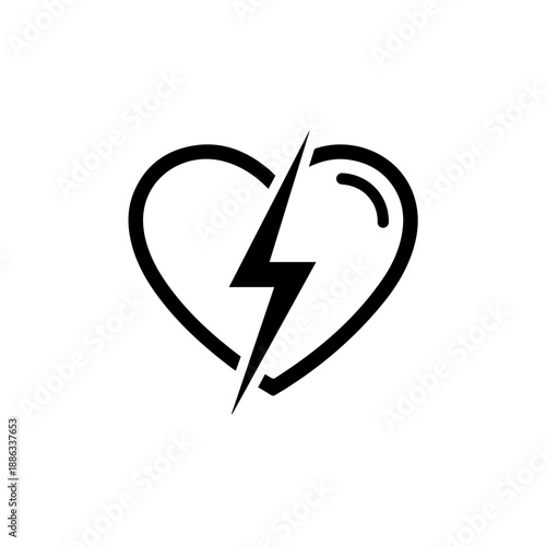 Heart with lightning bolt Vector