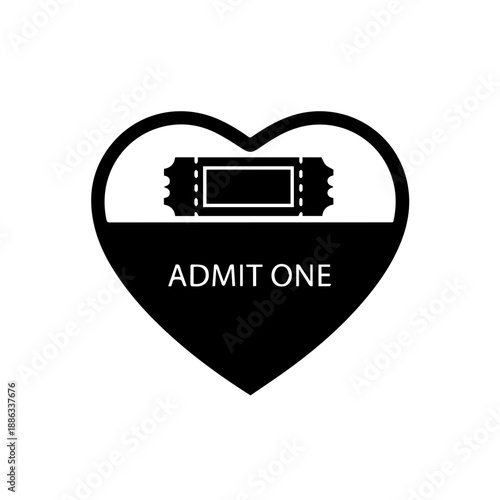 Heart-shaped admit one ticket Vector