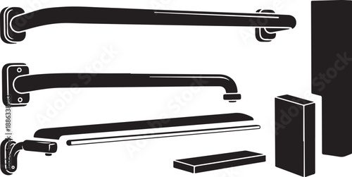 Bathroom Safety Grab Bars and Accessories Set Illustration