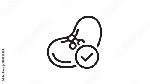 a black and white drawing of a boxing glove with a checkmark high quality professional detailed
