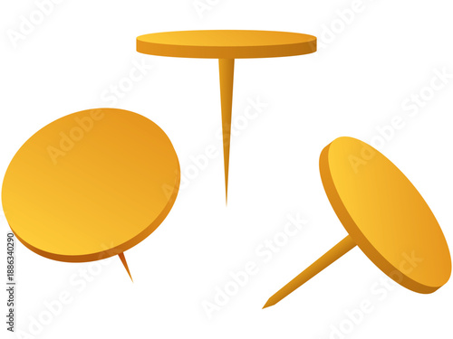 カラーグラデーションの画鋲3個セットのイラスト