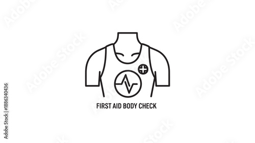 first aid body check illustration with medical symbol on shirt high quality professional detailed modern elegant