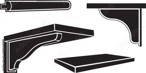 Various Black Architectural Moulding and Trim Details Isolated