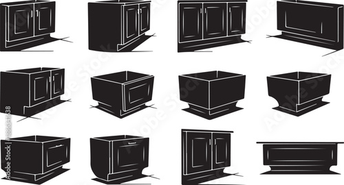 Collection of black kitchen cabinet designs and layouts