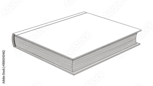 Closed hardcover book with a gray cover and visible pages lies flat showing its perspective on a white background.