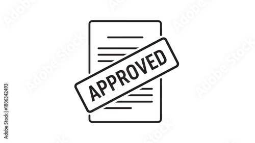 approved document icon with stamp on a white background high quality professional detailed modern elegant stylish