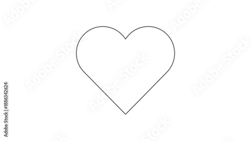 Simple and elegant outline of a heart symbol on a white background, representing love and affection