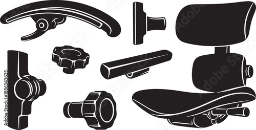 Office Chair Parts and Accessories Illustration Set