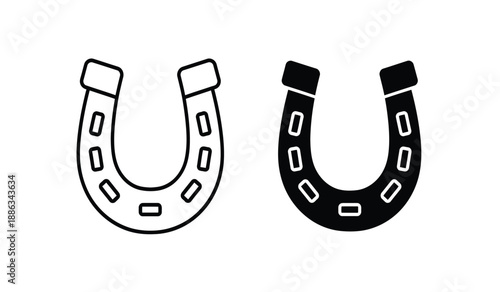 Two horseshoes one black and one outlined