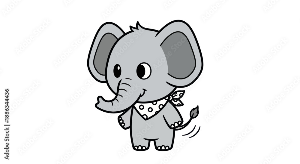 Obraz premium Cartoon elephant illustration on white