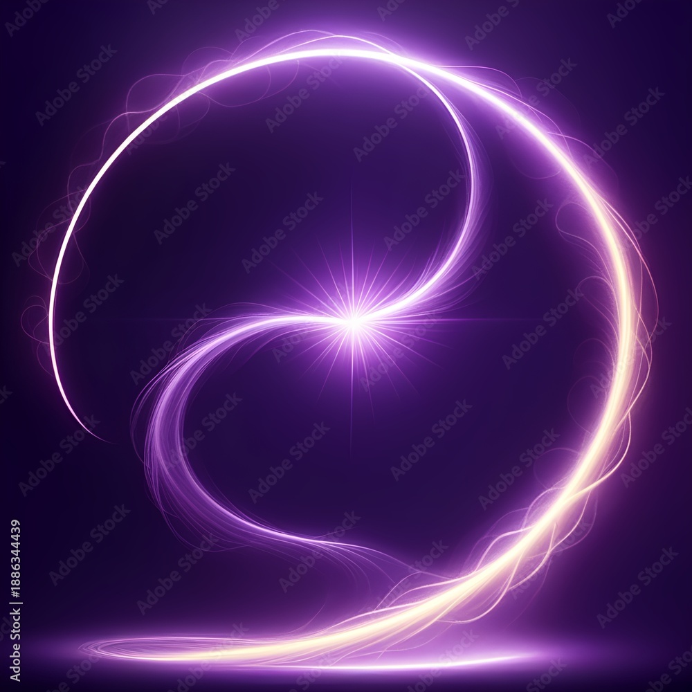 Naklejka premium Stunning purple light trails swirl with vibrant energy, creating a mesmerizing, dynamic background for modern technology and innovative design projects