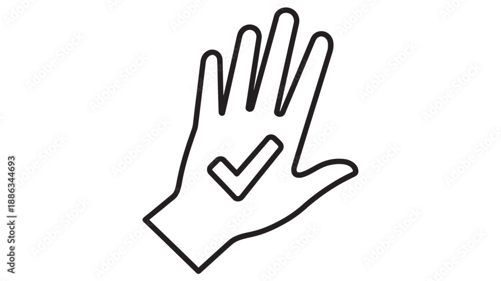 Obraz premium A black line drawing of a hand with a checkmark high quality professional detailed modern elegant