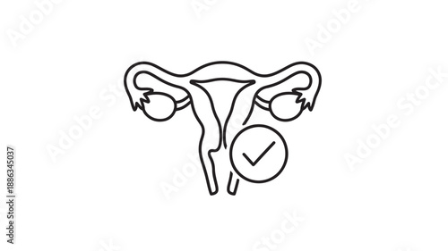 female reproductive system with checked mark on the right ovary high quality professional detailed modern elegant